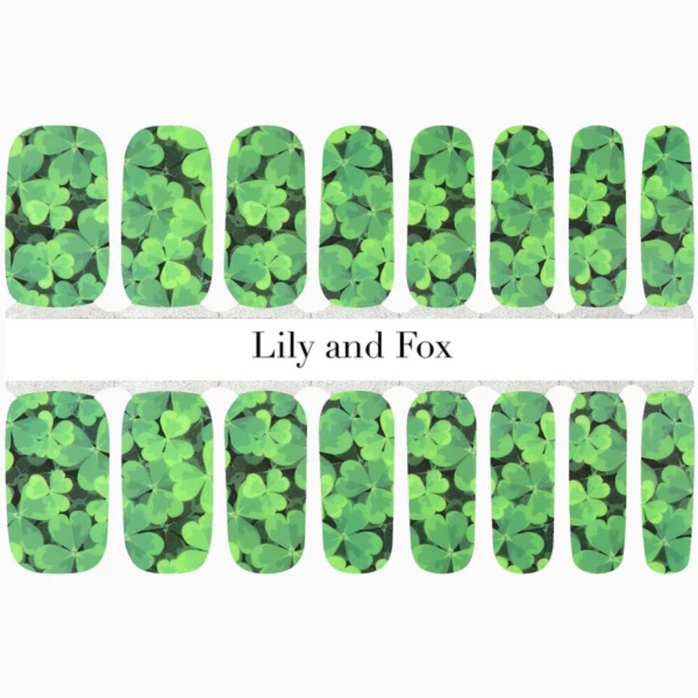 3 for 15 - LILY & FOX - BED OF CLOVERS Nail Stickers Wrap Strips Green Black - Picture 2 of 11
